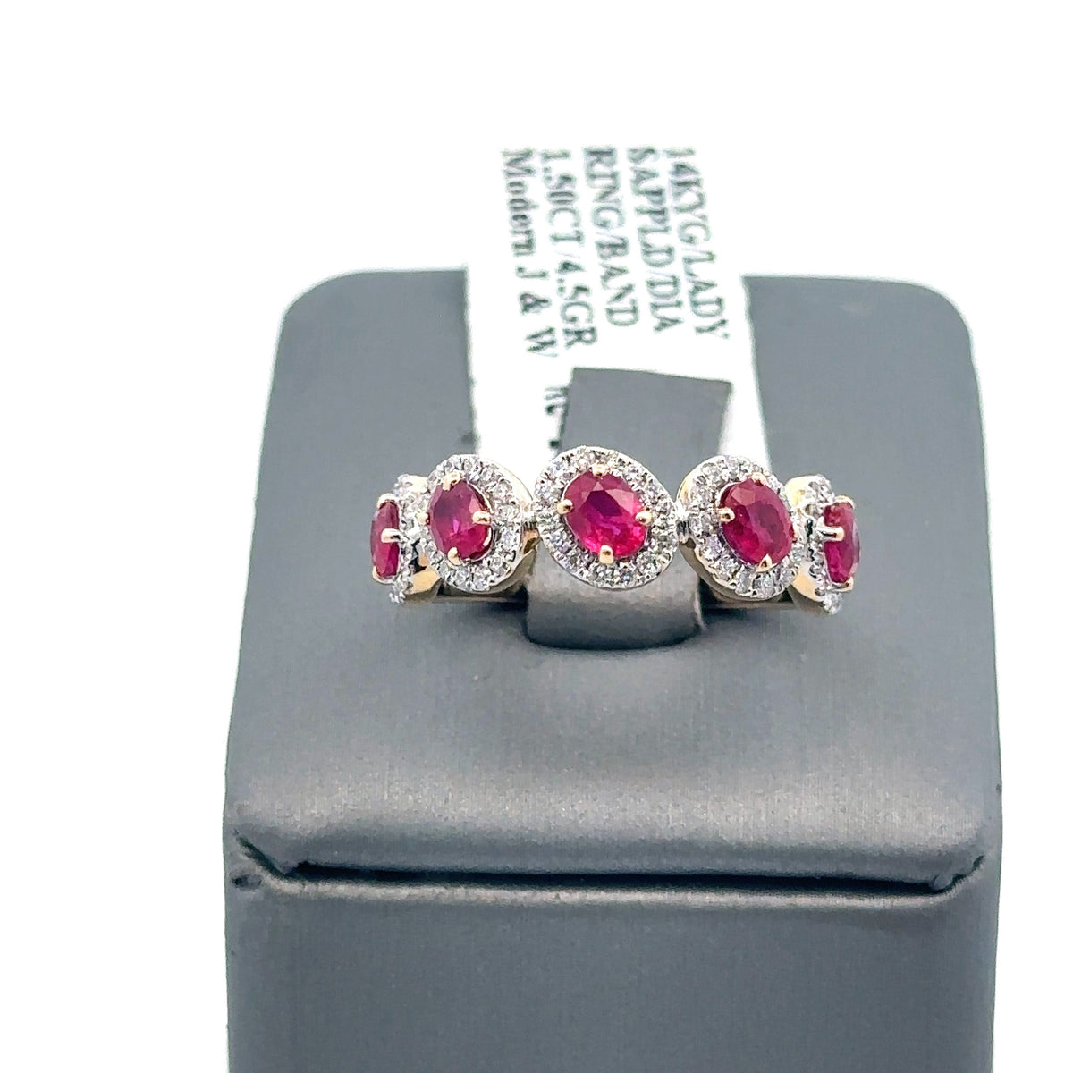 14k Yellow Gold 1.35 CT Diamond & Ruby Ladies Band, 4.5gm, Size 7.25 S108035