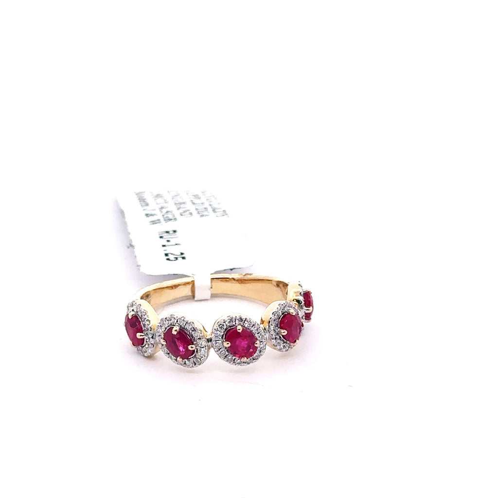 14k Yellow Gold 1.35 CT Diamond & Ruby Ladies Band, 4.5gm, Size 7.25 S108035