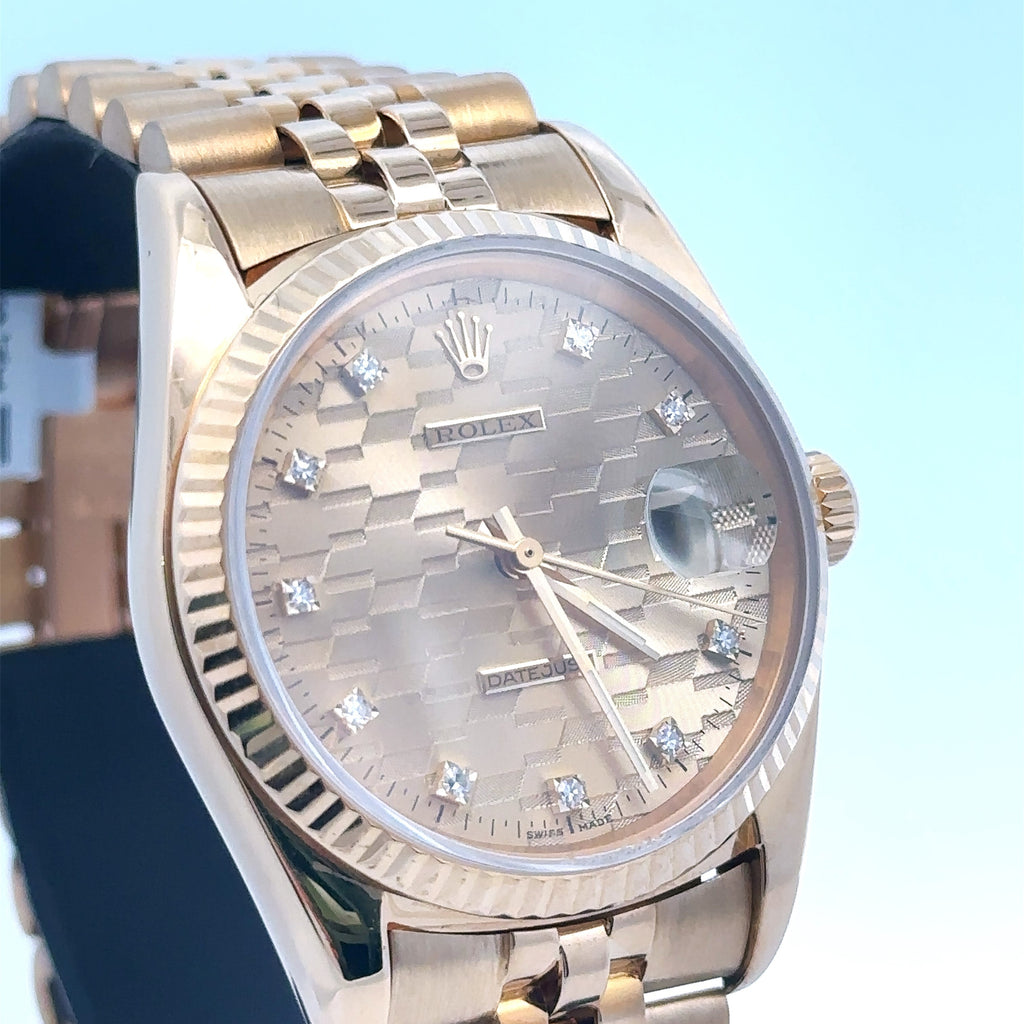 Pre-Owned Rolex Datejust, Chevy Dial, 36mm 18k Yellow Gold Watch 16018, Pre Owned