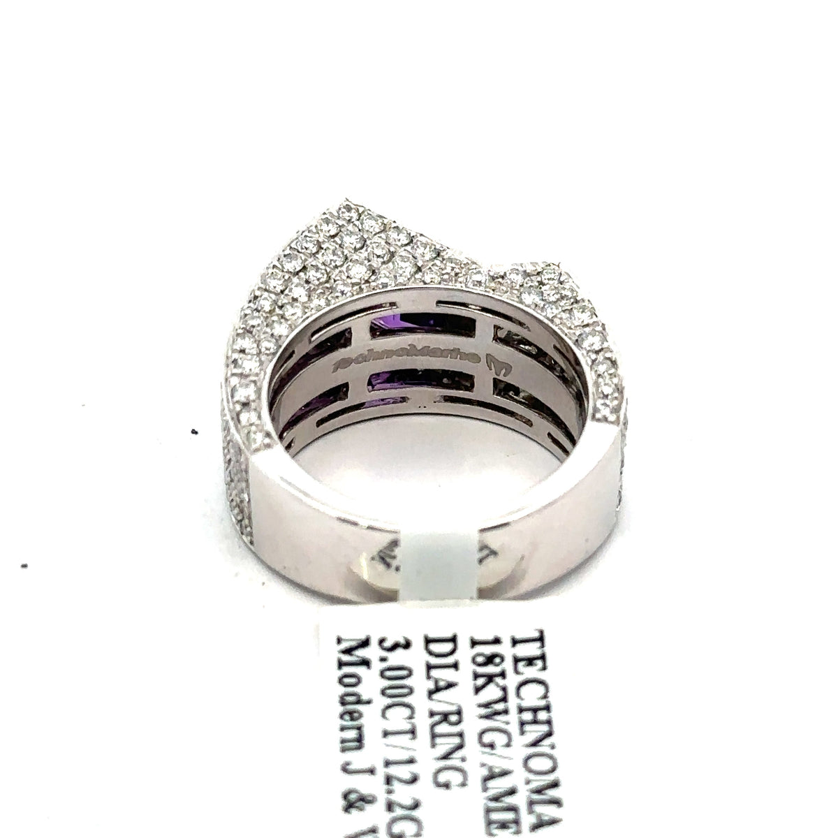 18k White Gold 2.00 CT Amethyst & Diamond Ladies Ring, 12.2gm, S 6.5 S108044