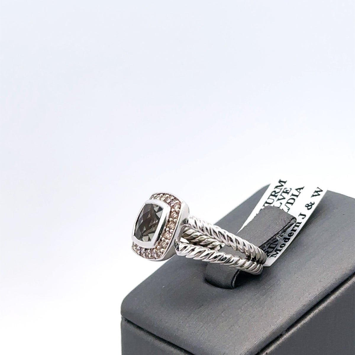 David Yurman Albion Ring Sterling Silver w/ Prasiolite &  Diamonds, S108054
