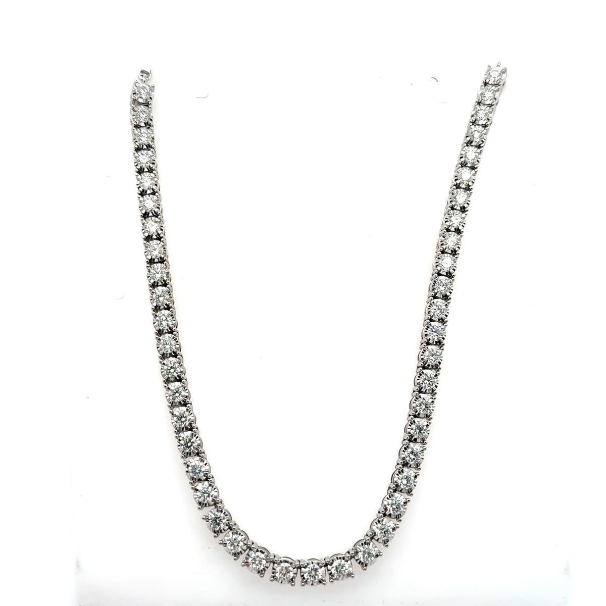 14k White Gold 9.35Ct Diamond Tennis Bolo adjustable Necklace, 32.4g,  S108063