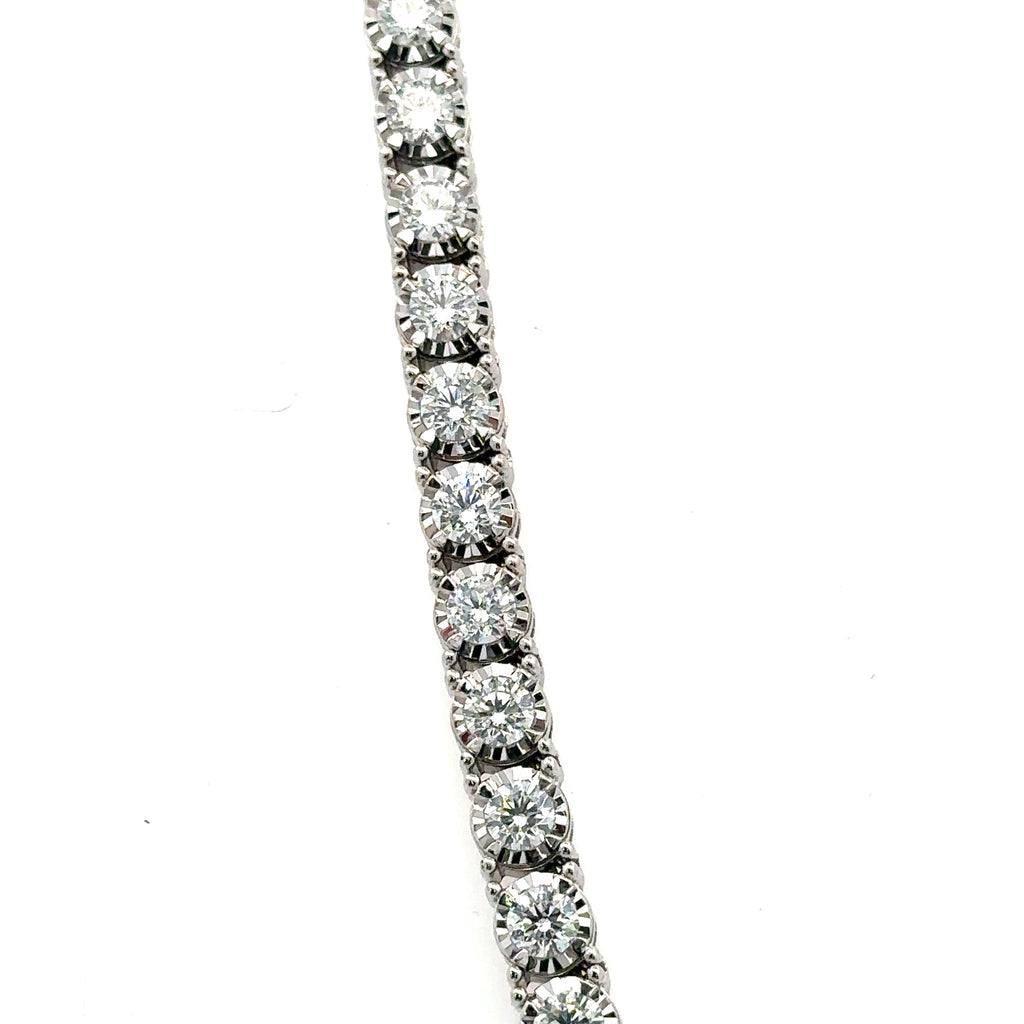 14k White Gold 9.35Ct Diamond Tennis Bolo adjustable Necklace, 32.4g,  S108063