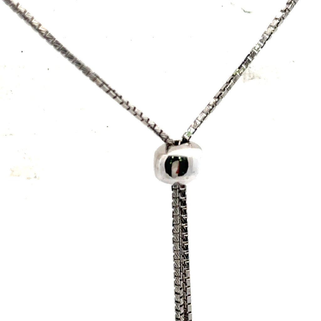 14k White Gold 9.35Ct Diamond Tennis Bolo adjustable Necklace, 32.4g,  S108063