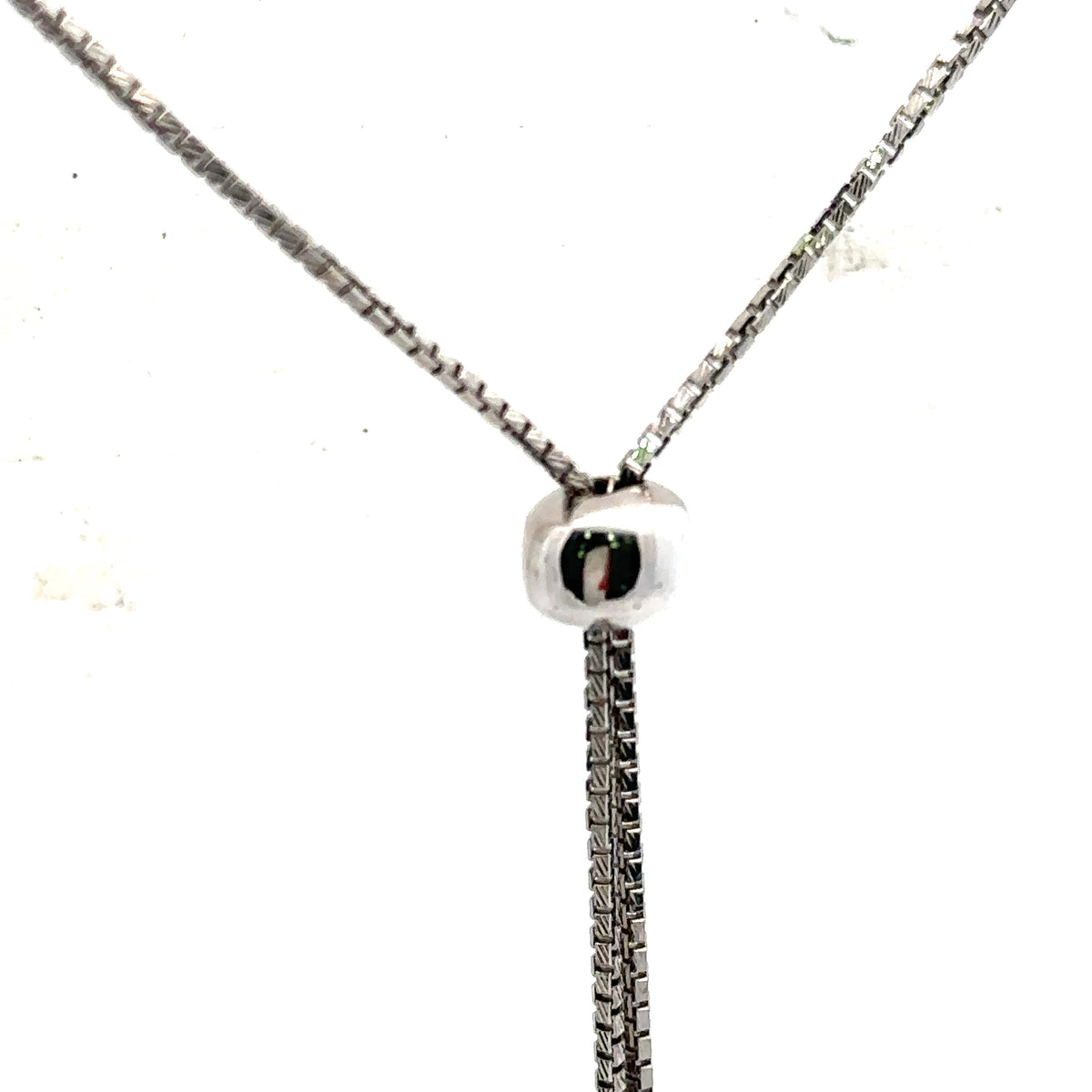 14k White Gold 9.35Ct Diamond Tennis Bolo adjustable Necklace, 32.4g,  S108063