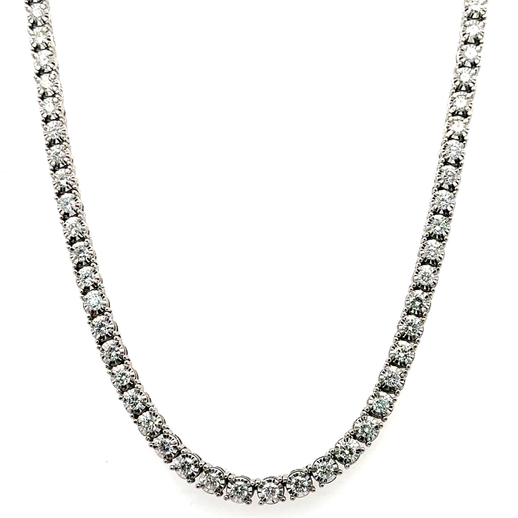 14k White Gold 6.00Ct Diamond Tennis Bolo adjustable Necklace, 27.7g, S108060