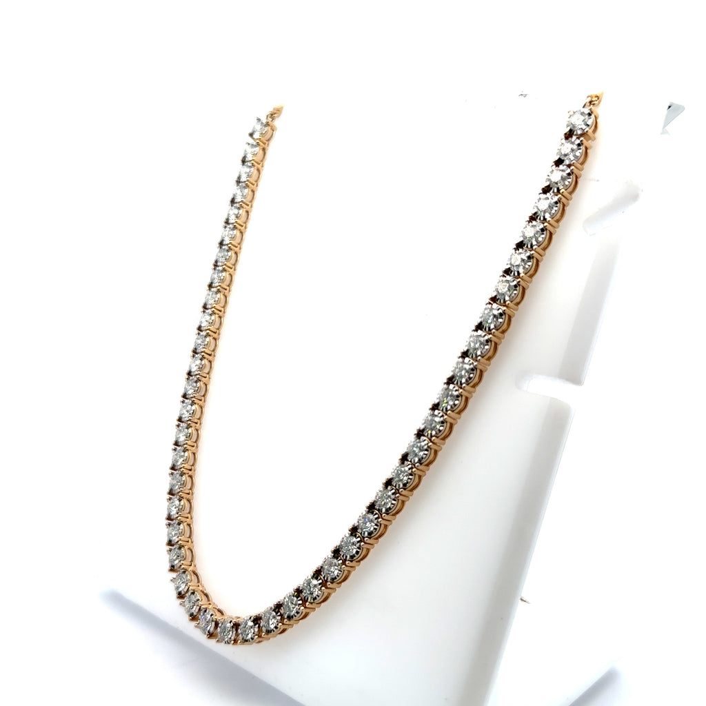 14k Yellow Gold 9.35Ct Diamond Tennis Bolo adjustable Necklace, 32.5g,  S108064