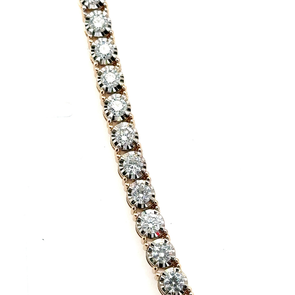 14k Yellow Gold 9.35Ct Diamond Tennis Bolo adjustable Necklace, 32.5g,  S108064