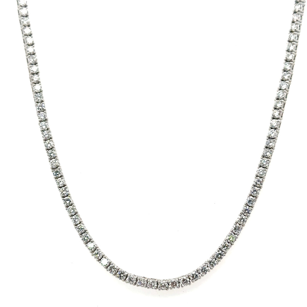 14K White Gold 10.00 CT Lab Grown Diamond Tennis Necklace, 17", 14.6g, S108058