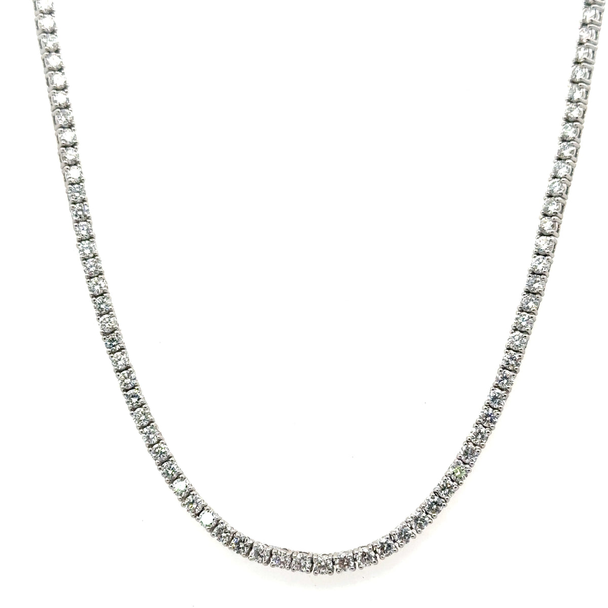 14K White Gold 10.00 CT Lab Grown Diamond Tennis Necklace, 17", 14.6g, S108058
