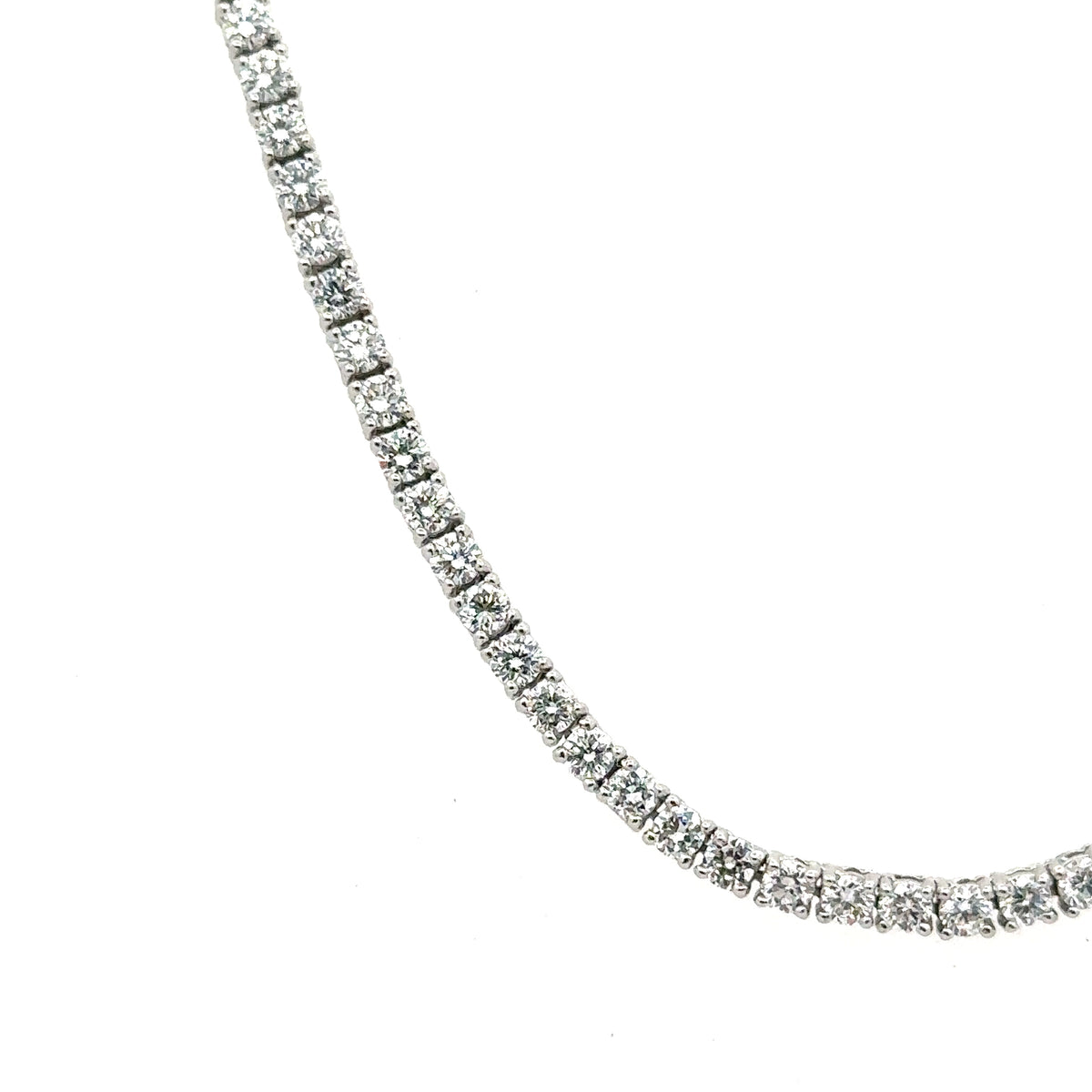 14K White Gold 10.00 CT Lab Grown Diamond Tennis Necklace, 17", 14.6g, S108058