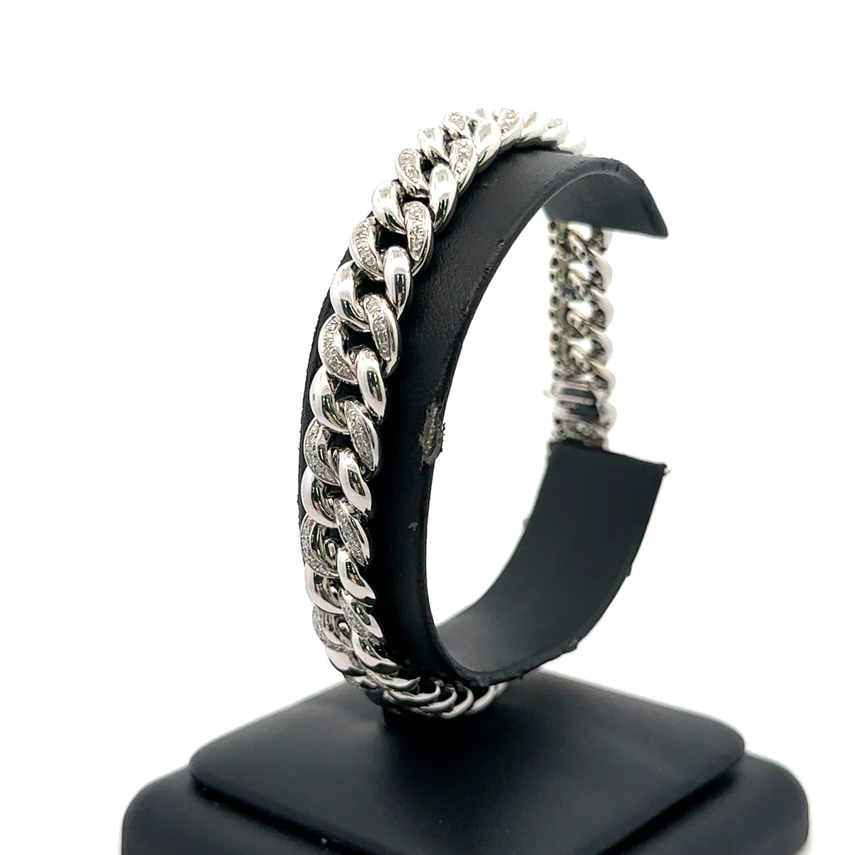 10k White Gold 1.50 CT Diamond Miami Cuban Link Bracelet, 28.9g, S108077