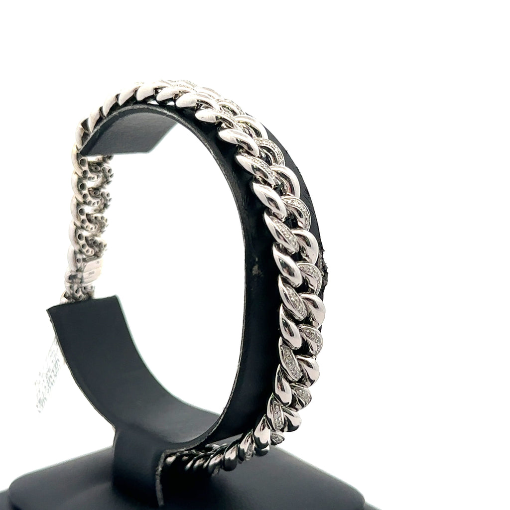 10k White Gold 1.50 CT Diamond Miami Cuban Link Bracelet, 28.9g, S108077