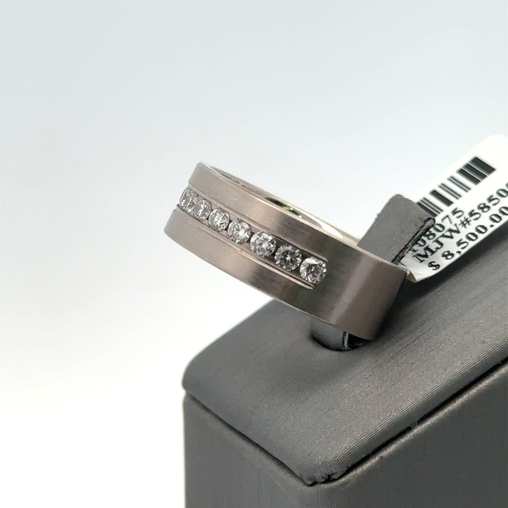 14k White Gold 0.75cT Diamond Men's Wedding Band, 11.8g, Size 10, S108075