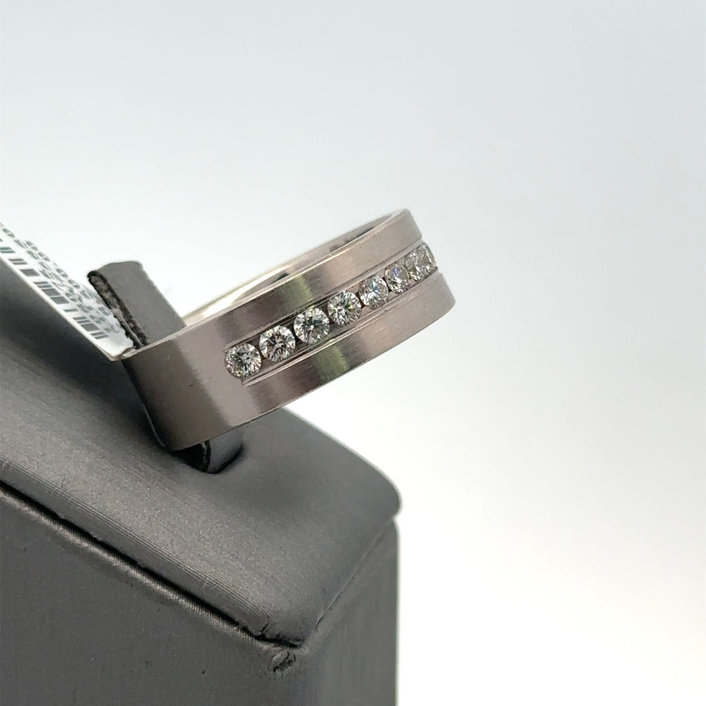 14k White Gold 0.75cT Diamond Men's Wedding Band, 11.8g, Size 10, S108075