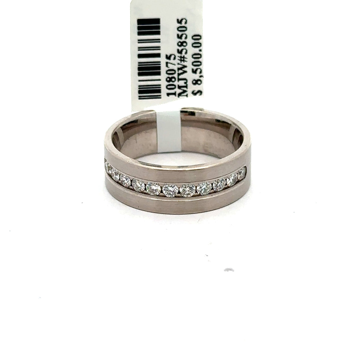 14k White Gold 0.75cT Diamond Men's Wedding Band, 11.8g, Size 10, S108075