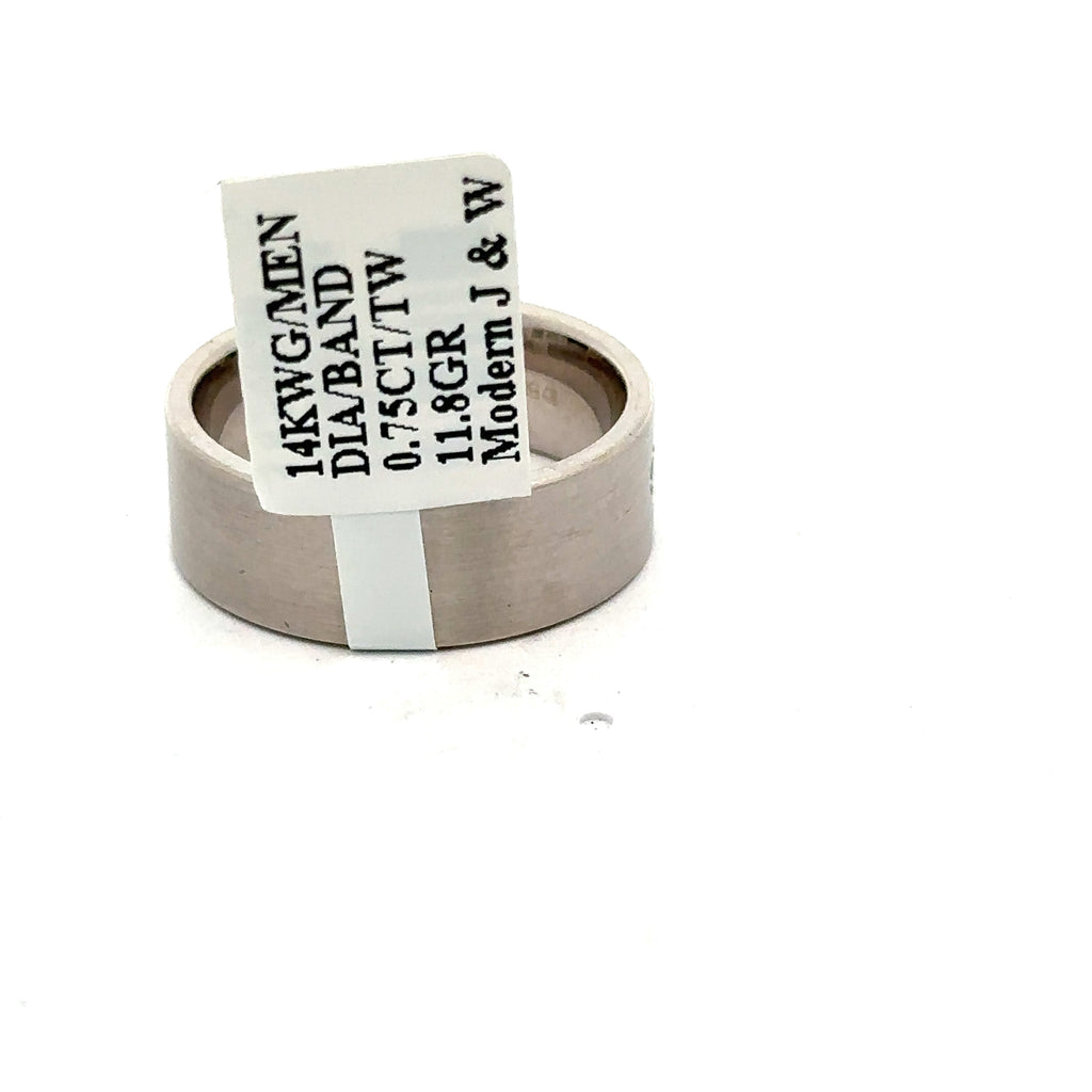14k White Gold 0.75cT Diamond Men's Wedding Band, 11.8g, Size 10, S108075