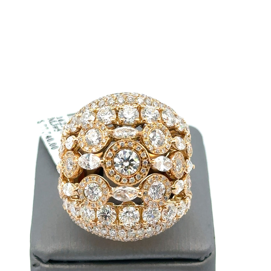 18K Yellow Gold 10.00CT Diamond Ladies Cocktail Ring, 33.7gm Size 8.5 S16253