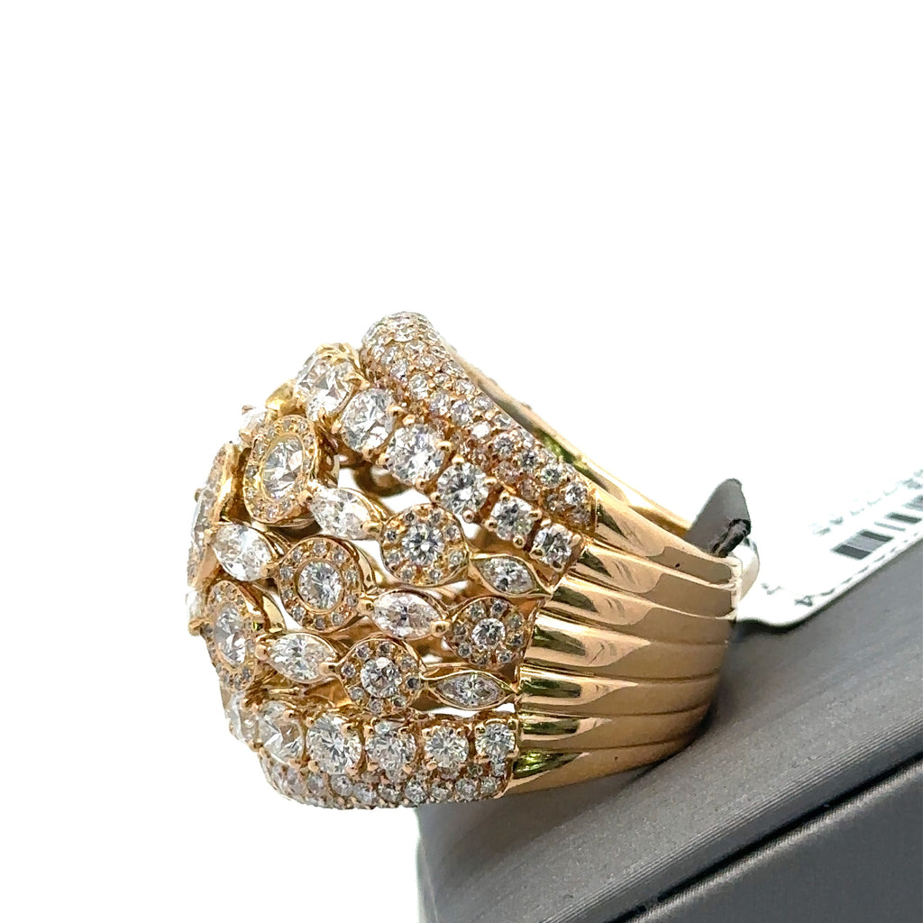 18K Yellow Gold 10.00CT Diamond Ladies Cocktail Ring, 33.7gm Size 8.5 S16253