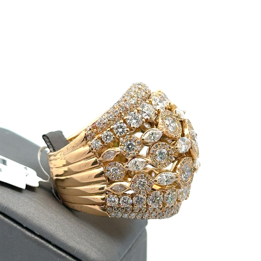 18K Yellow Gold 10.00CT Diamond Ladies Cocktail Ring, 33.7gm Size 8.5 S16253