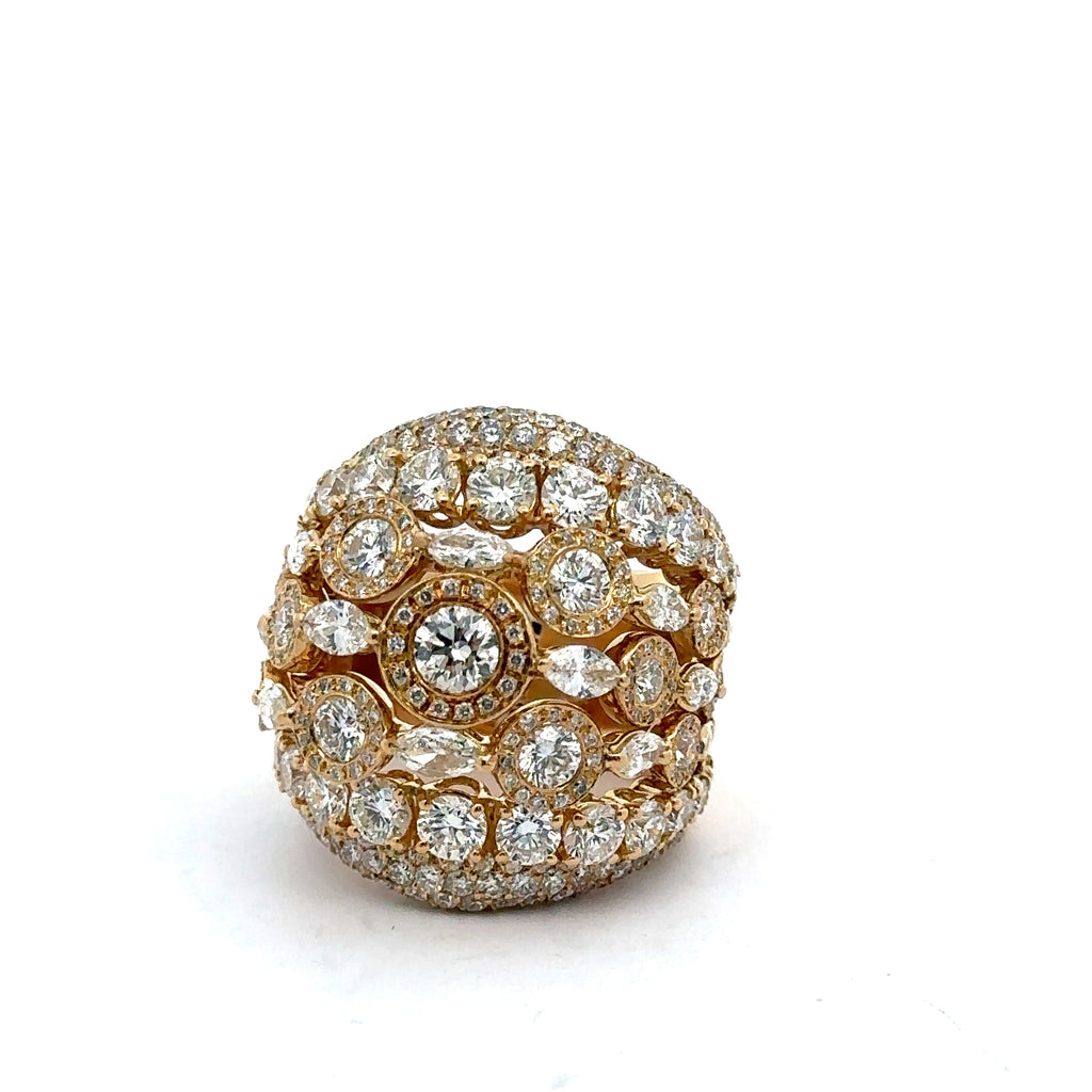 18K Yellow Gold 10.00CT Diamond Ladies Cocktail Ring, 33.7gm Size 8.5 S16253