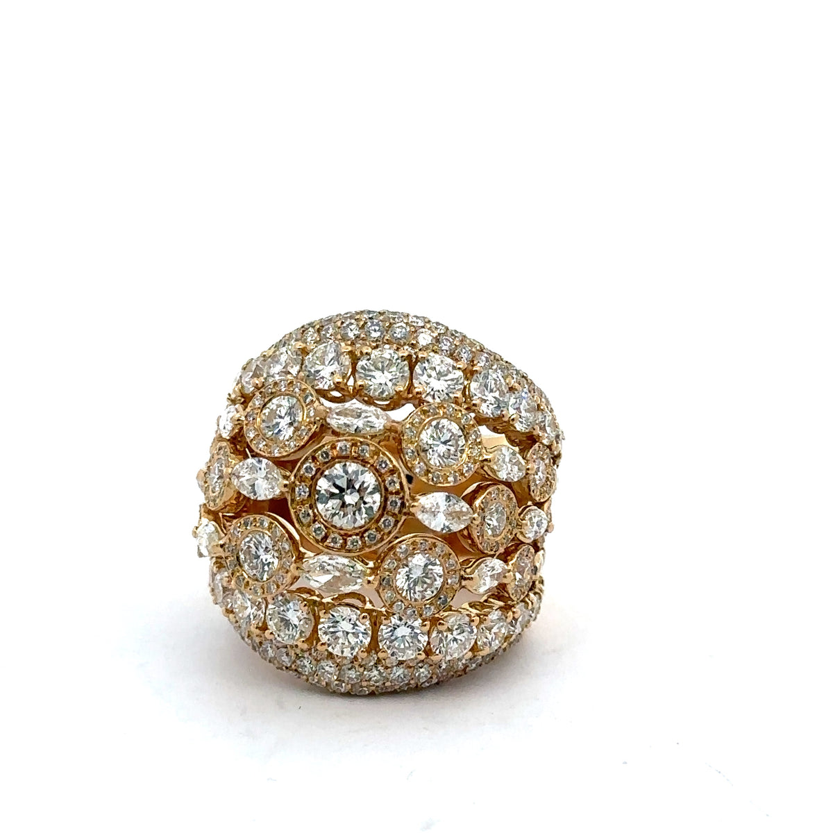 18K Yellow Gold 10.00CT Diamond Ladies Cocktail Ring, 33.7gm Size 8.5 S16253