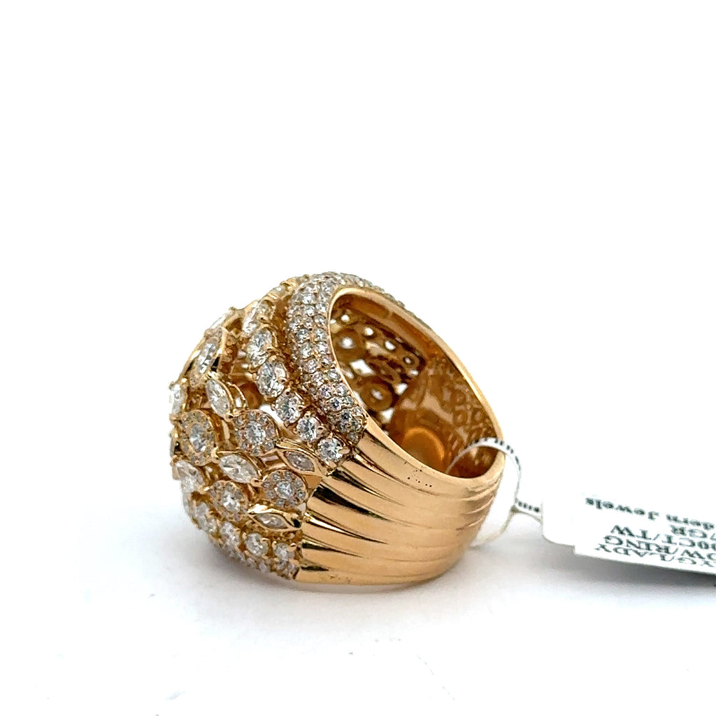 18K Yellow Gold 10.00CT Diamond Ladies Cocktail Ring, 33.7gm Size 8.5 S16253