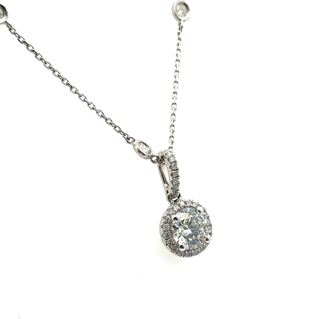 14k White Gold 1.44CT lab grown & Natural Diamond Necklace, 3.3g, S108093