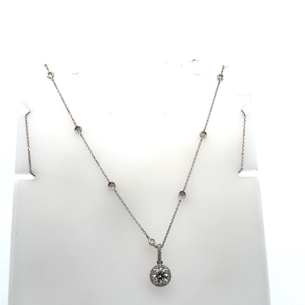 14k White Gold 1.44CT lab grown & Natural Diamond Necklace, 3.3g, S108093