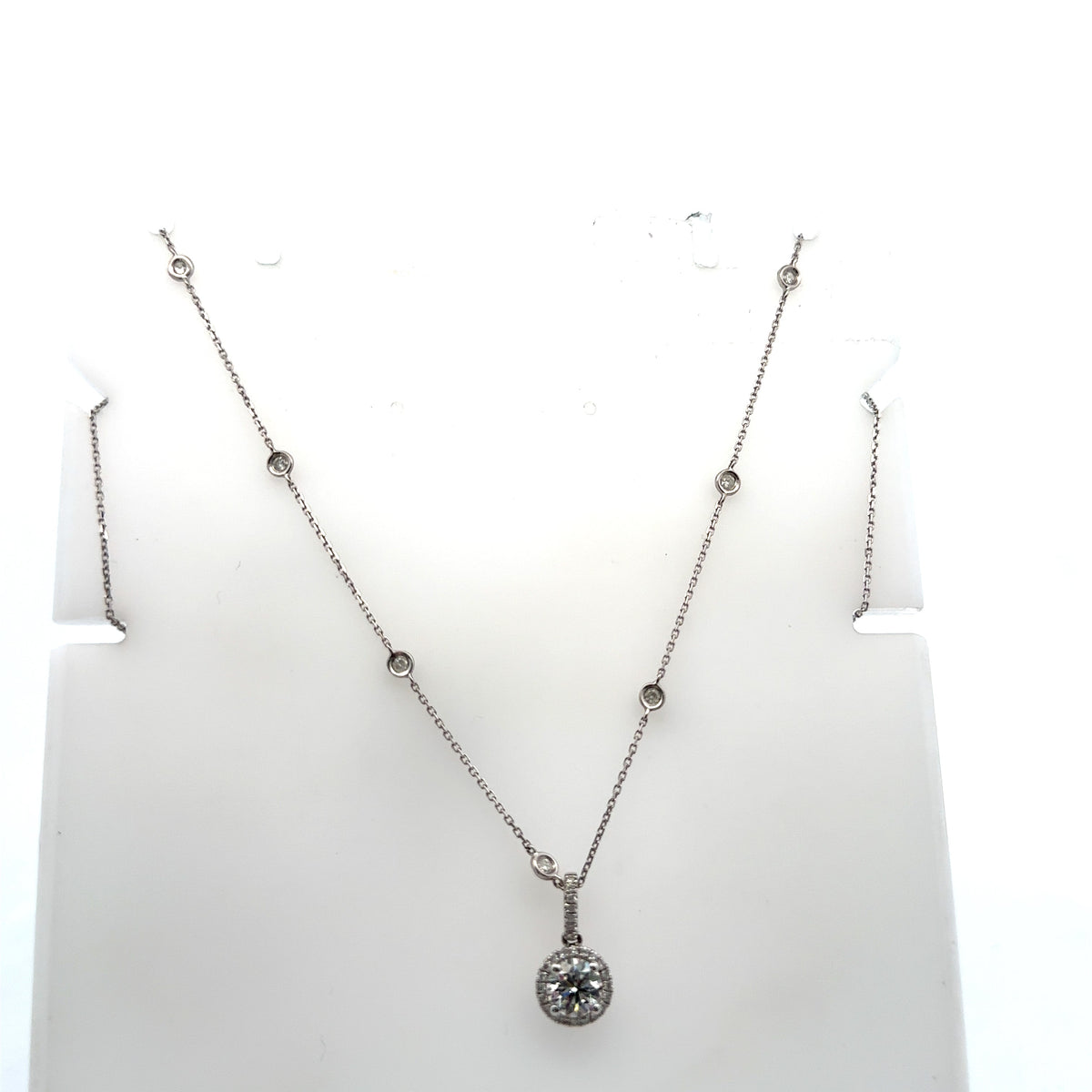 14k White Gold 1.44CT lab grown & Natural Diamond Necklace, 3.3g, S108093