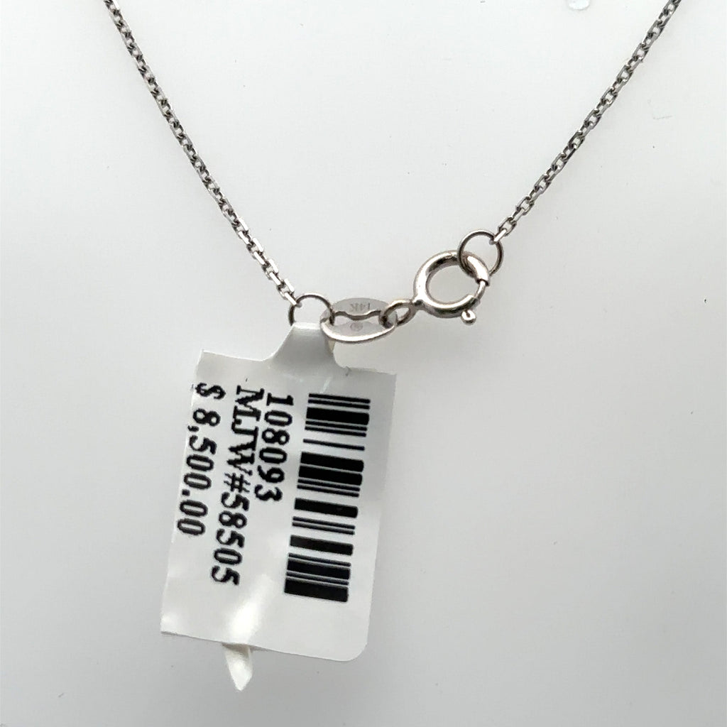 14k White Gold 1.44CT lab grown & Natural Diamond Necklace, 3.3g, S108093