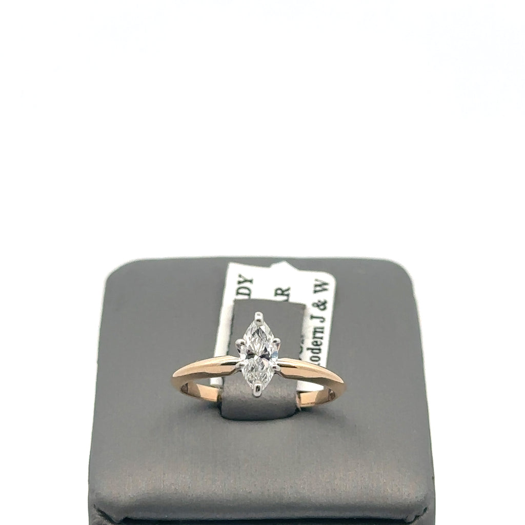 14k Yellow Gold 0.50Ct Marquise Diamond Engagement Ring, 1.8gm, Size 5.5 S108102