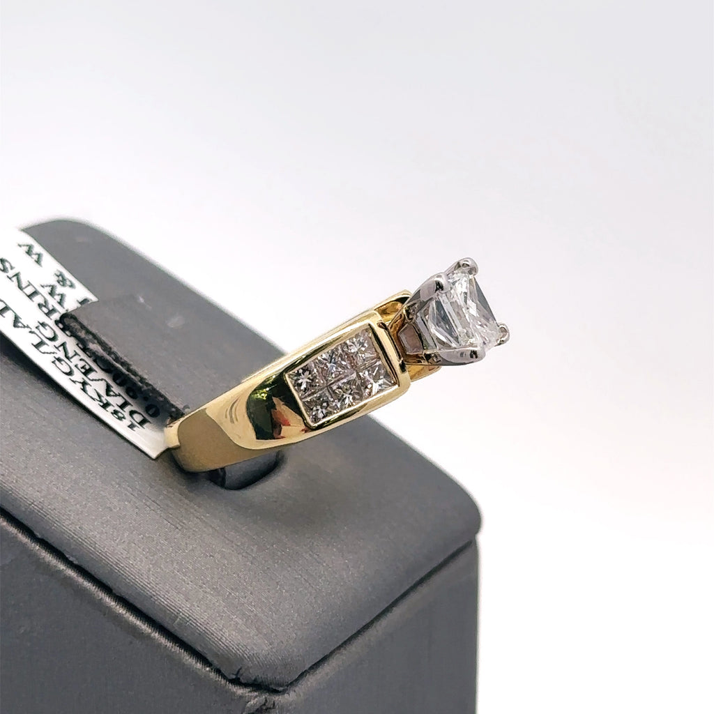 14k Yellow Gold 1.75 CT Princess Cut Diamond Engagement Ring, Size 4, S108101