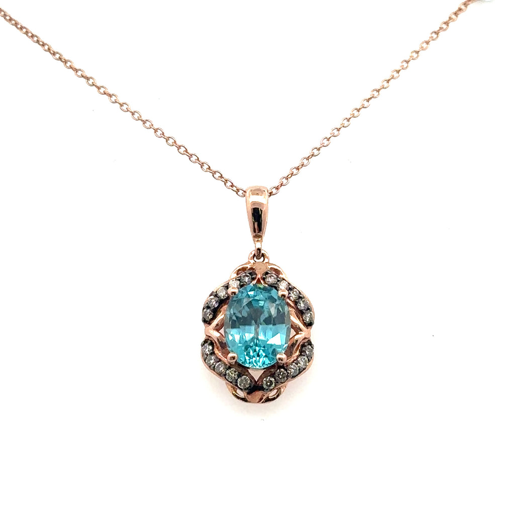 LeVian 14k Rose Gold  & Black Rhodium Ruby & Diamond Pendant, necklace S108106