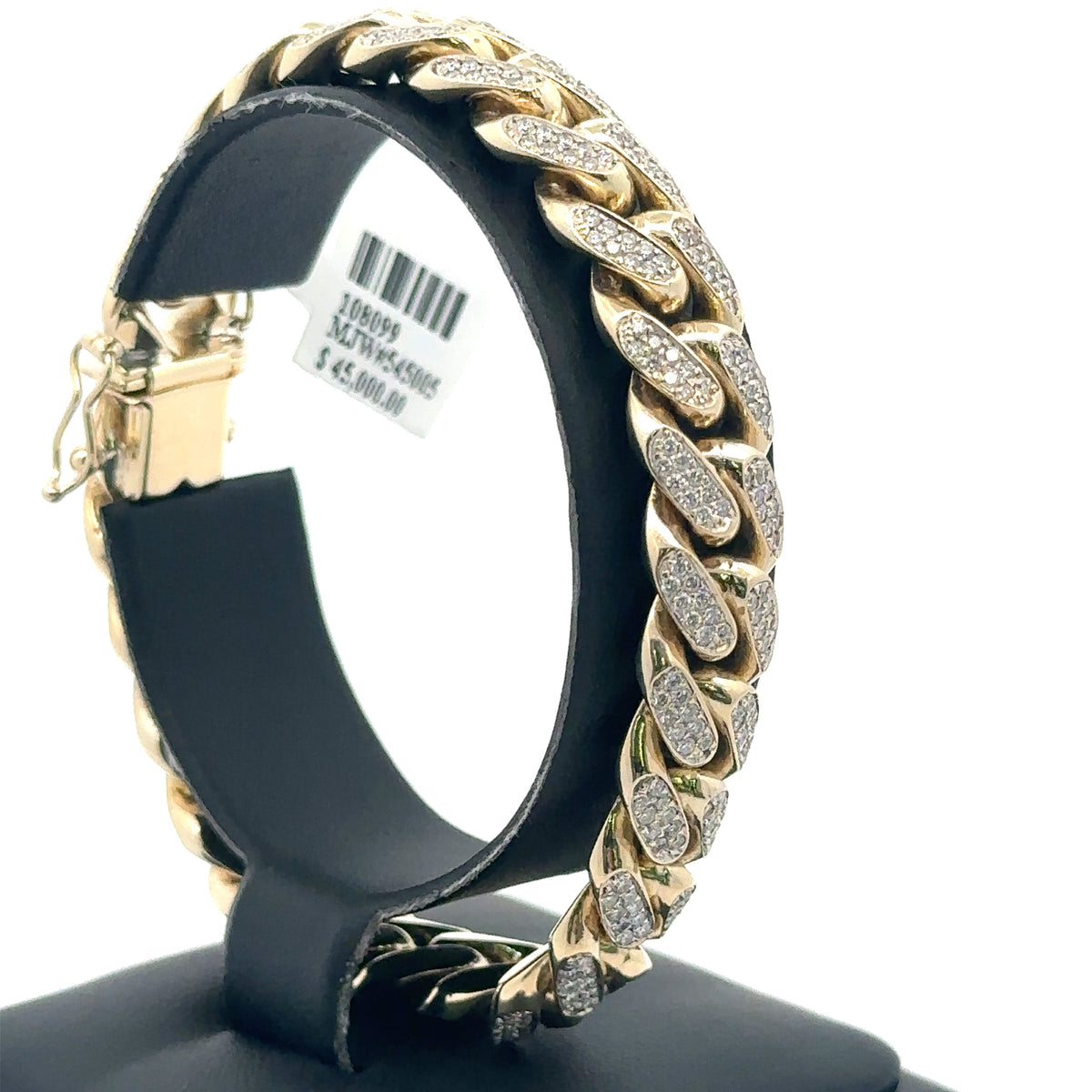 10k Yellow Gold 5.00 CT Diamond Cuban Link Bracelet, 7.5" 64.5g, S108099