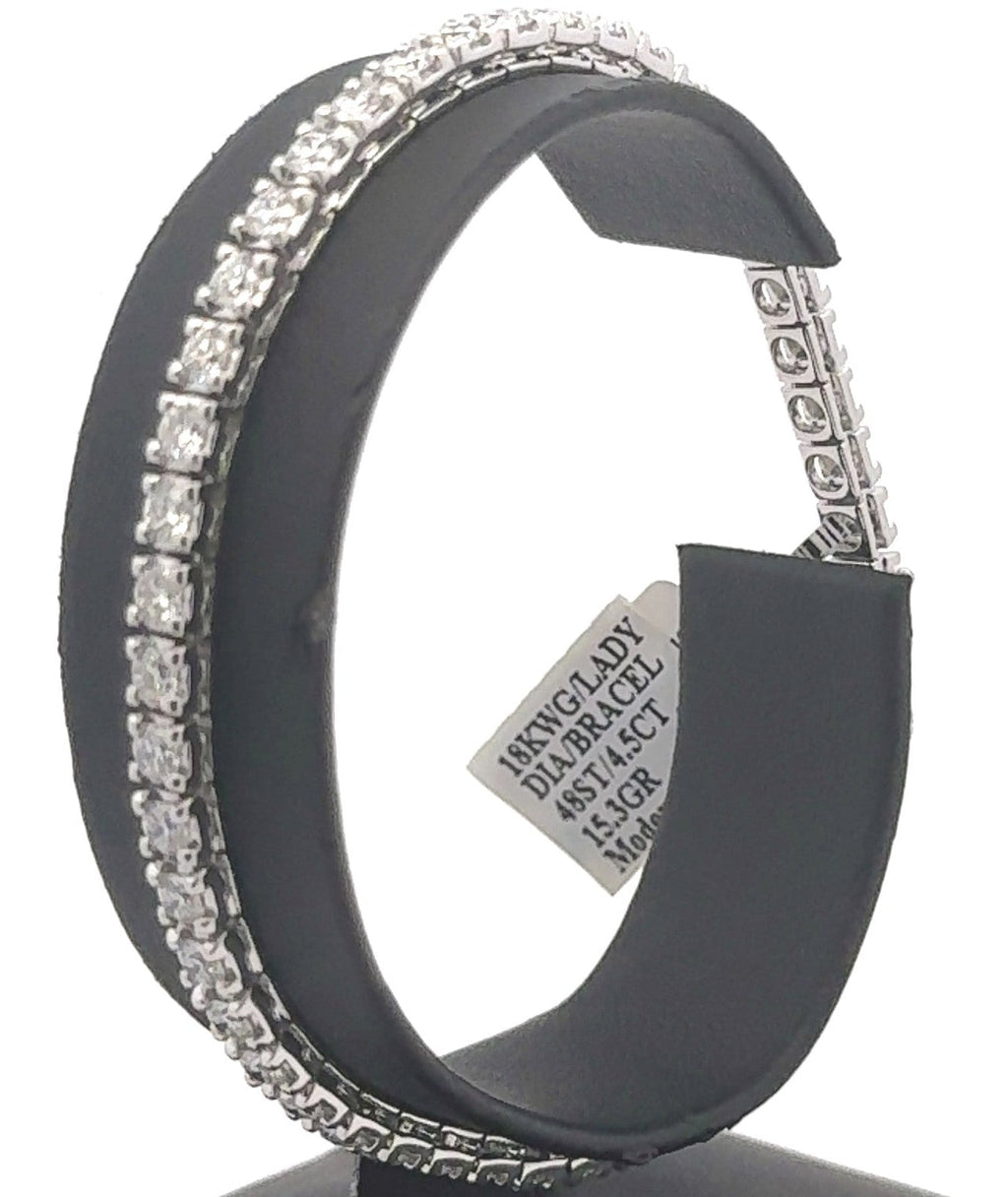 18k White Gold 4.25 CT Diamond Tennis Bracelet, 7.5", 15.3g, S16289