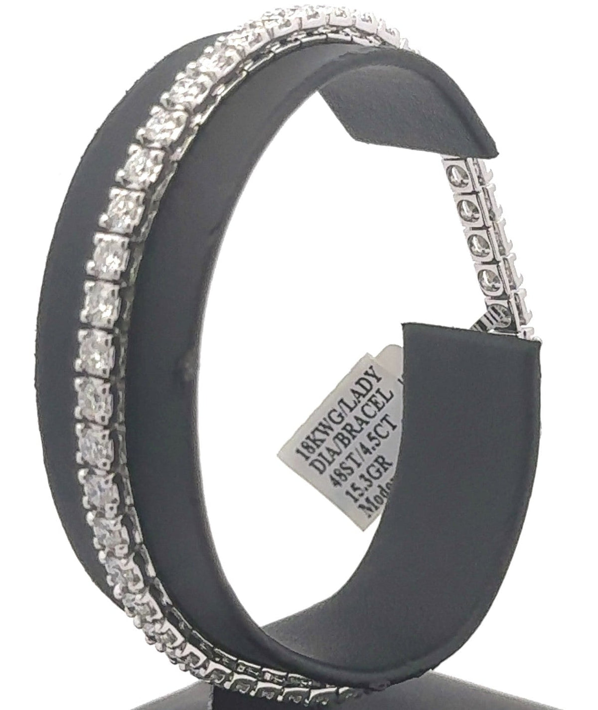 18k White Gold 4.25 CT Diamond Tennis Bracelet, 7.5", 15.3g, S16289