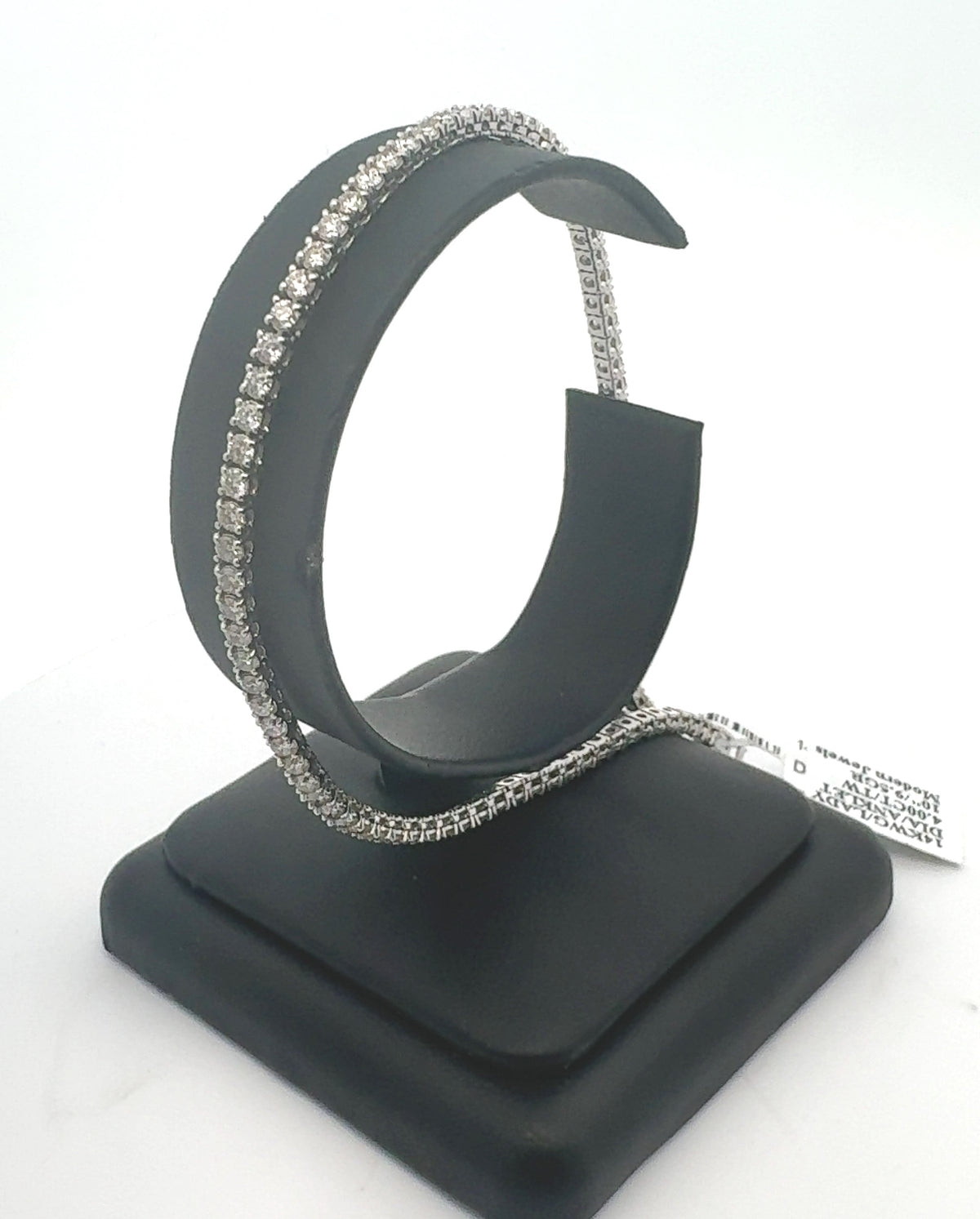 14k White Gold 3.75 CT Diamond Anklet Bracelet, 10", 9.5g, S16297