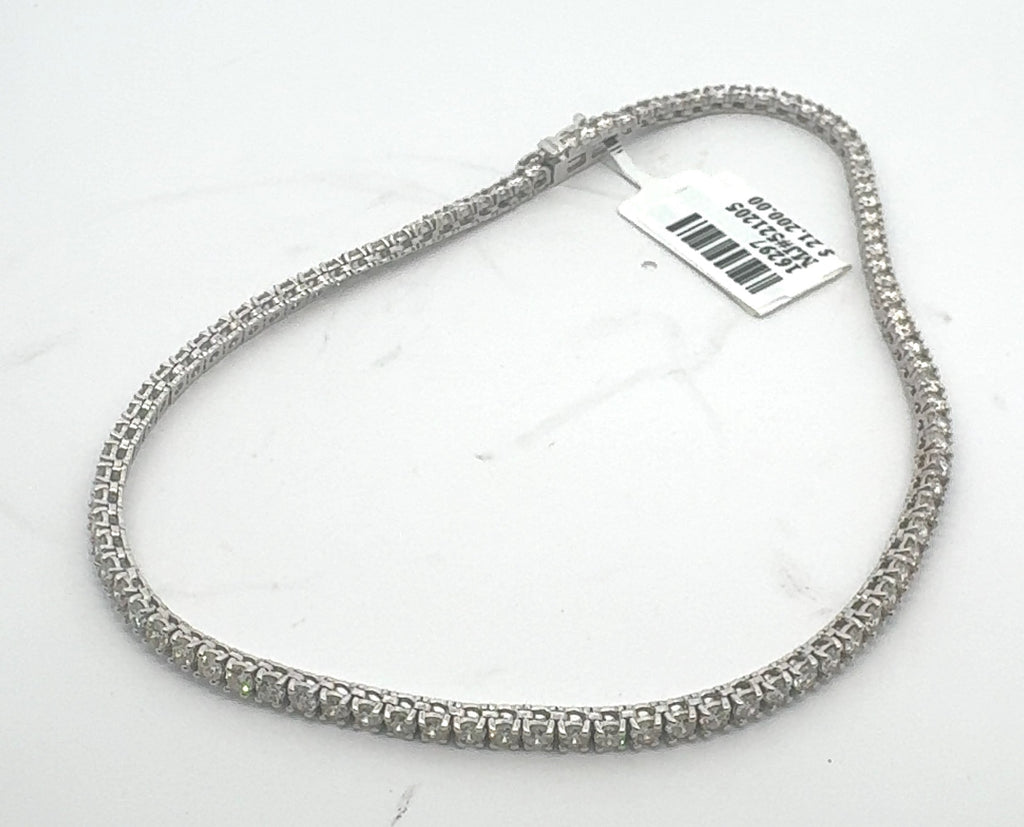 14k White Gold 3.75 CT Diamond Anklet Bracelet, 10", 9.5g, S16297