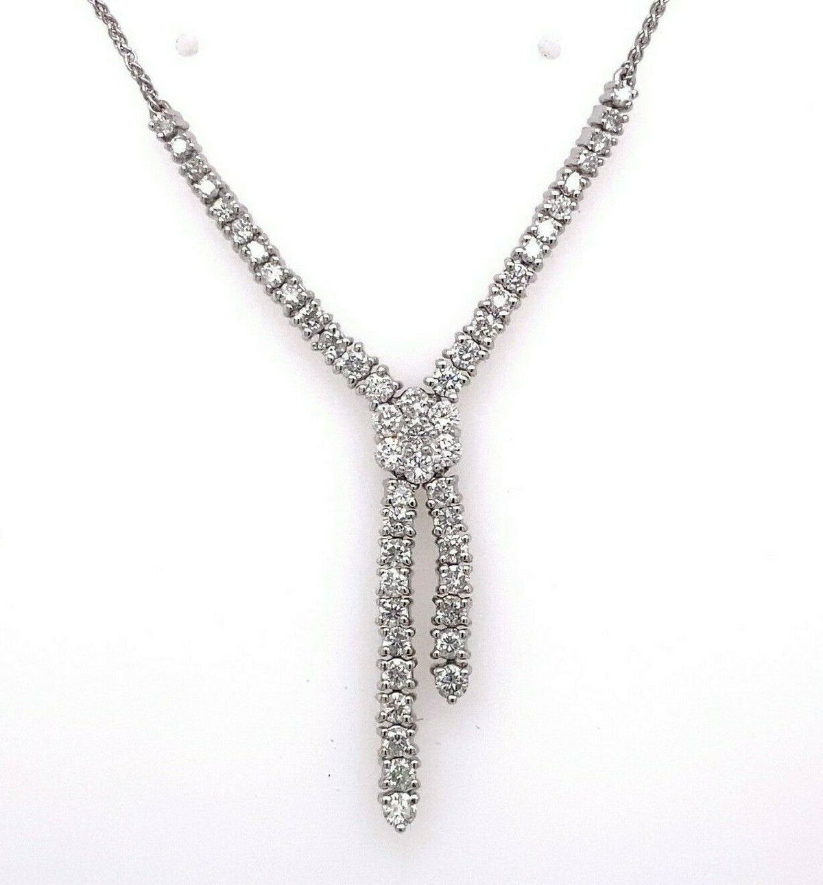 14k White Gold 1.50 CT Diamond Fancy Ladies Necklace, S14634