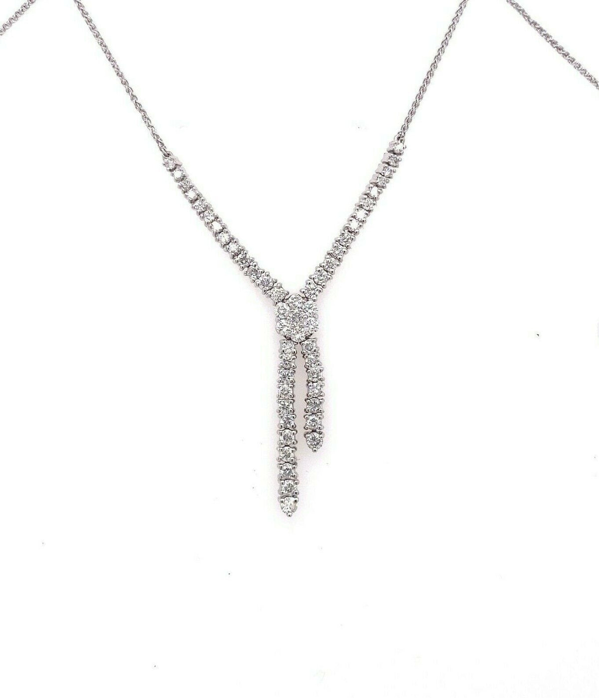 14k White Gold 1.50 CT Diamond Fancy Ladies Necklace, S14634
