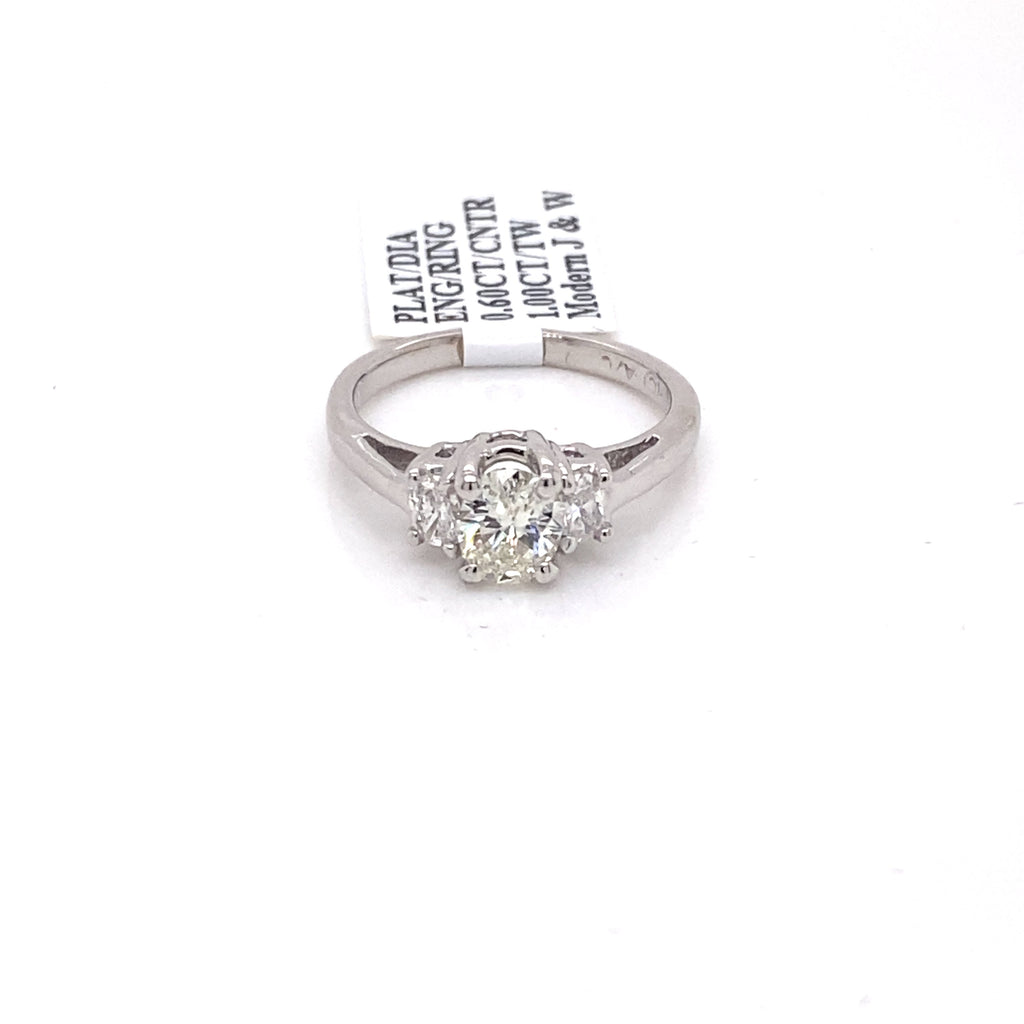 Platinum 1.00 CT Oval Diamond Engagament Ring