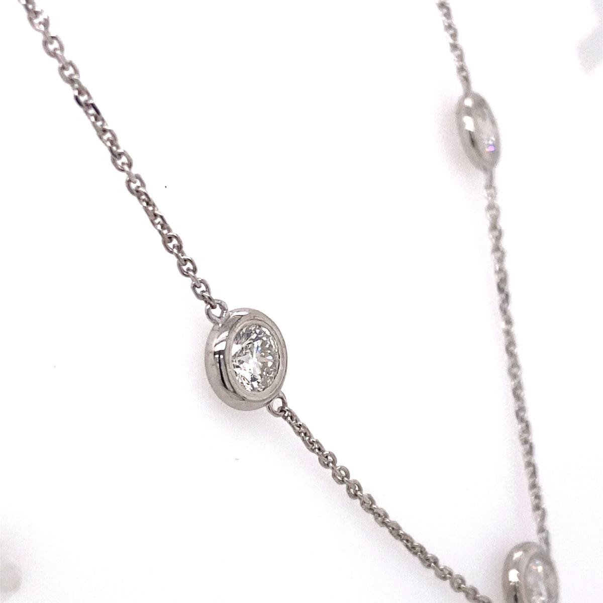 14K White Gold 4.50 CT Diamond By The Yard Necklace