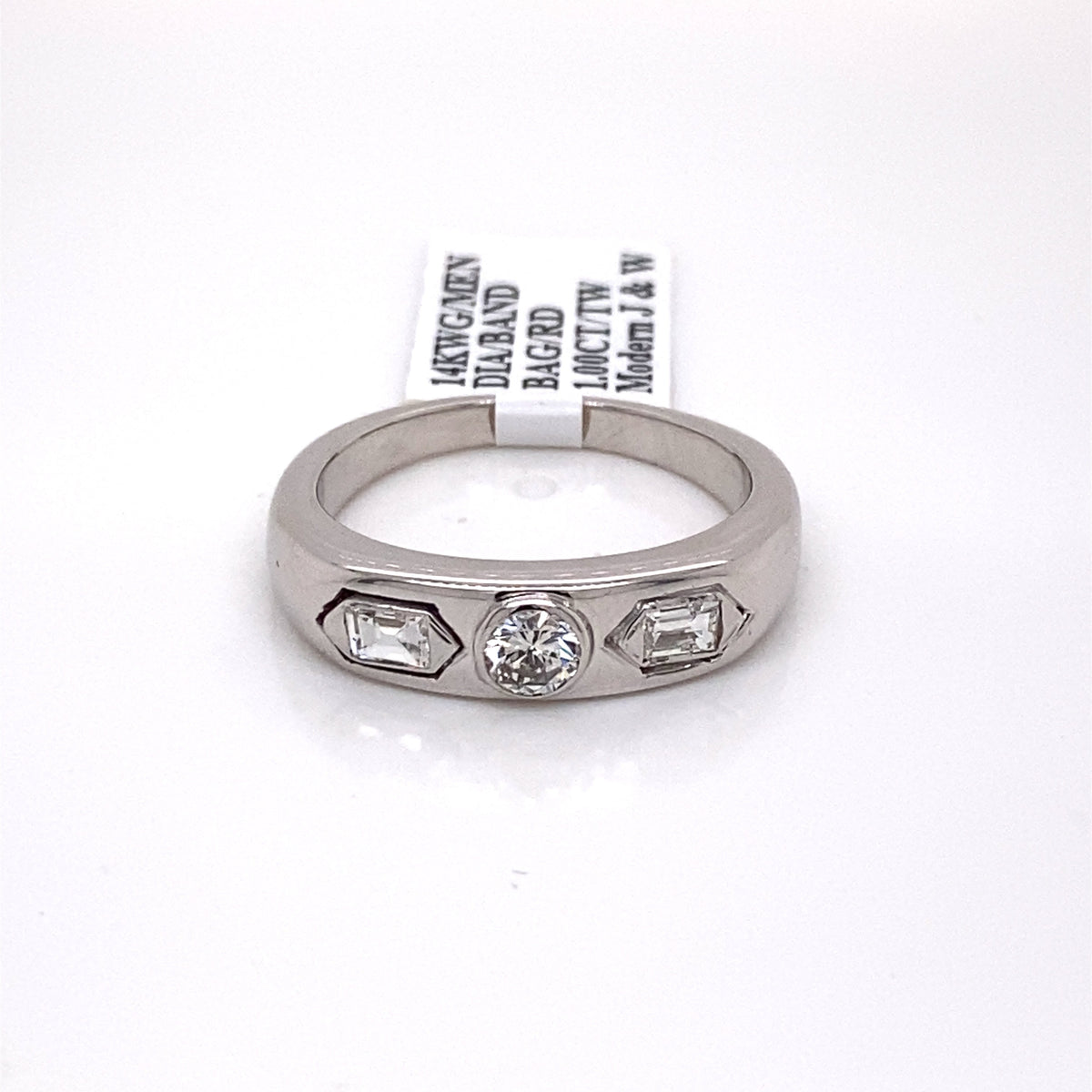 Estate 14k White Gold 1.00 CT Diamond Men's Band