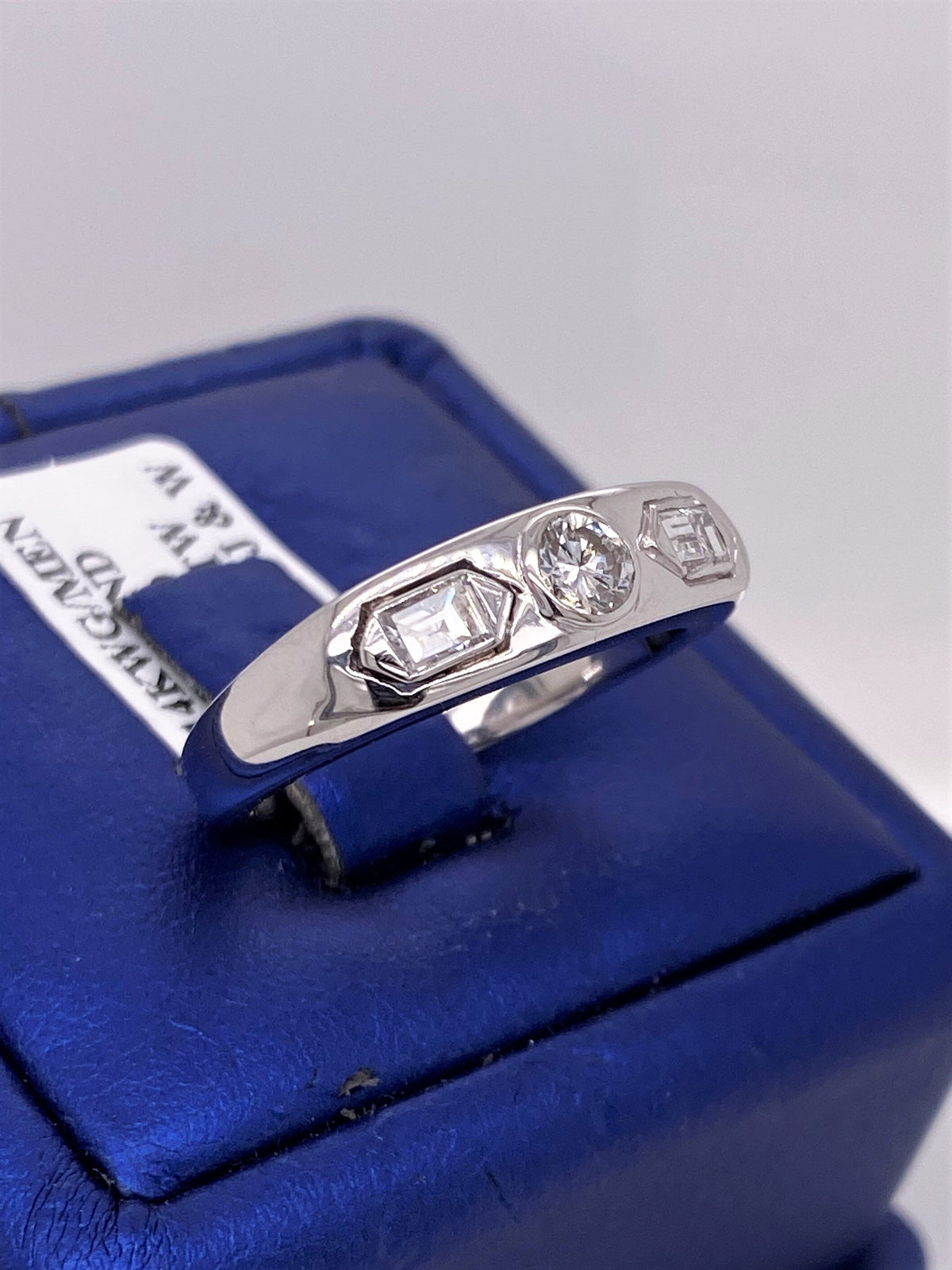 Estate 14k White Gold 1.00 CT Diamond Men's Band