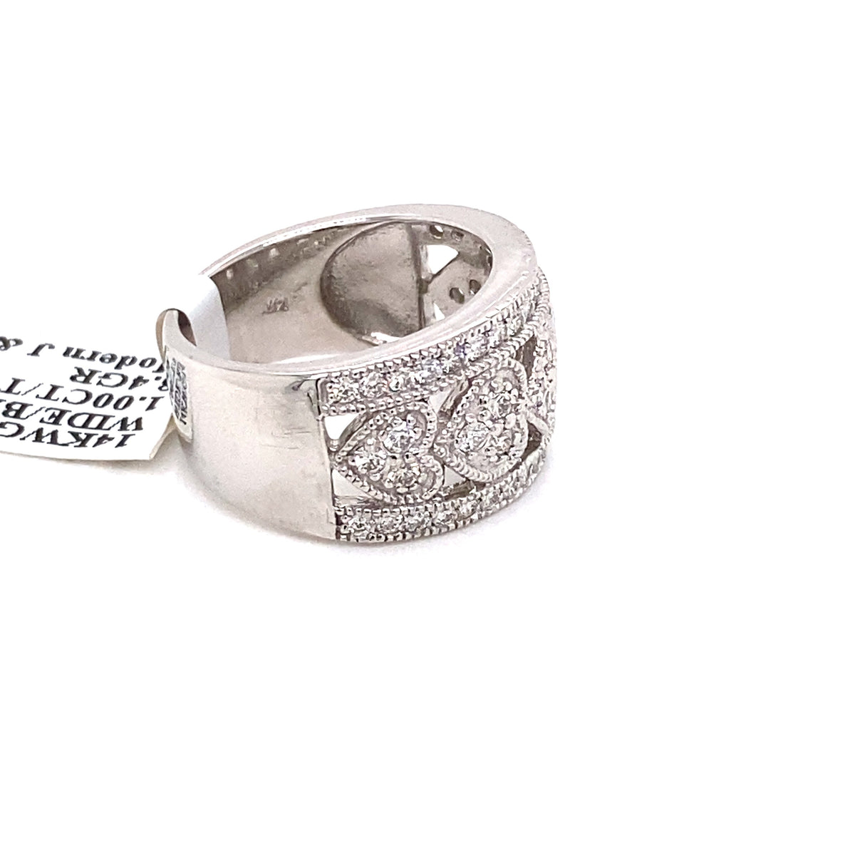14k White Gold 1.00 CT Diamond Ladies Wide Band