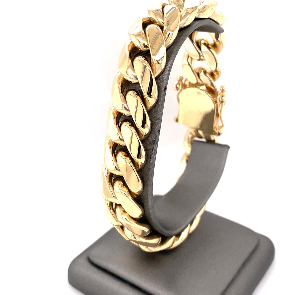 10k Yellow Gold Men's Miami Cuban Link Bracelet, S106838