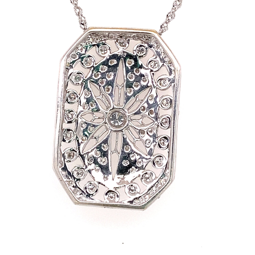18k White Gold 1.00 CT Diamond Filigree Pendant