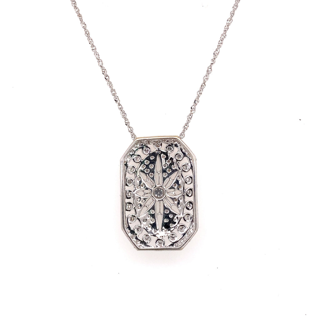 18k White Gold 1.00 CT Diamond Filigree Pendant