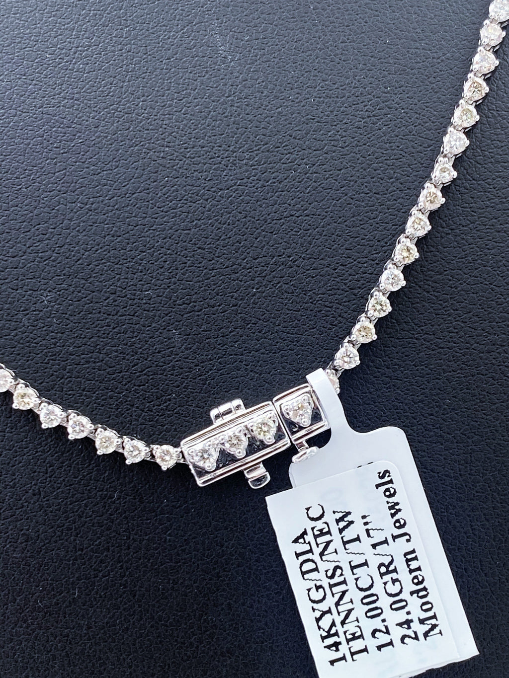 14k White Gold 12.00 CT Diamond Riviera Tennis Necklace, S15399
